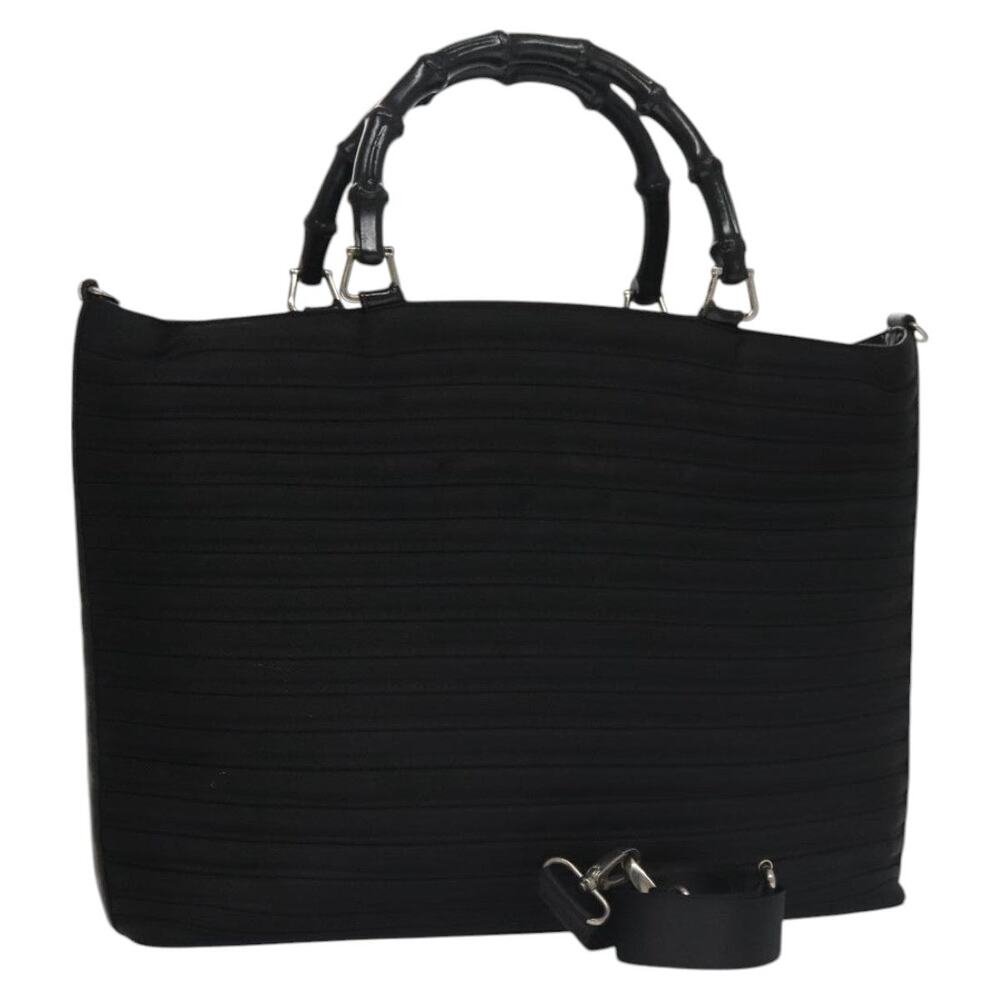 GUCCI Bamboo Hand Bag Nylon Black